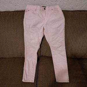Ivanka Trump Shimmery Light Pink Sculpting Mid Rise Skinny Ankle Jeggings